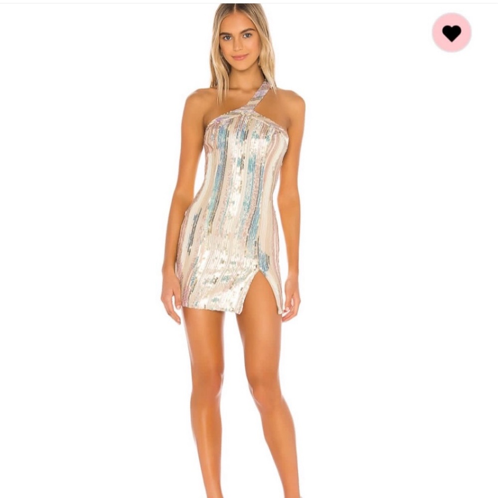 REVOLVE Sequin Mini Dress in Silver and Blue